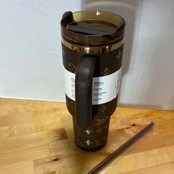 Stanley Dark Brown Tumbler with Gold Accents - Picture 3 of 6